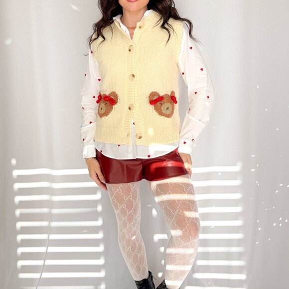 Sofie The Label | Teddy Bear Button Down Knit Vest | Cream - Picture 8 of 16